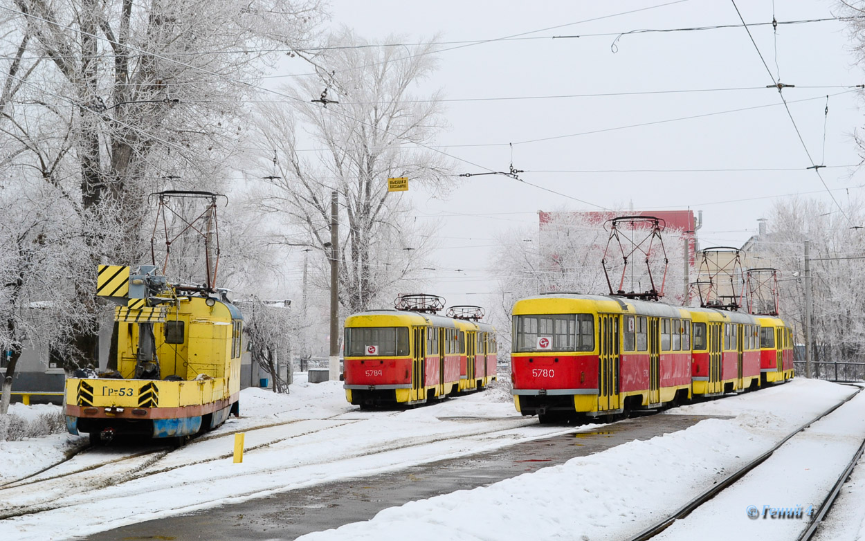 Volgograd, Tatra T3SU (2-door) č. 53; Volgograd, Tatra T3SU č. 5784; Volgograd, Tatra T3SU č. 5780