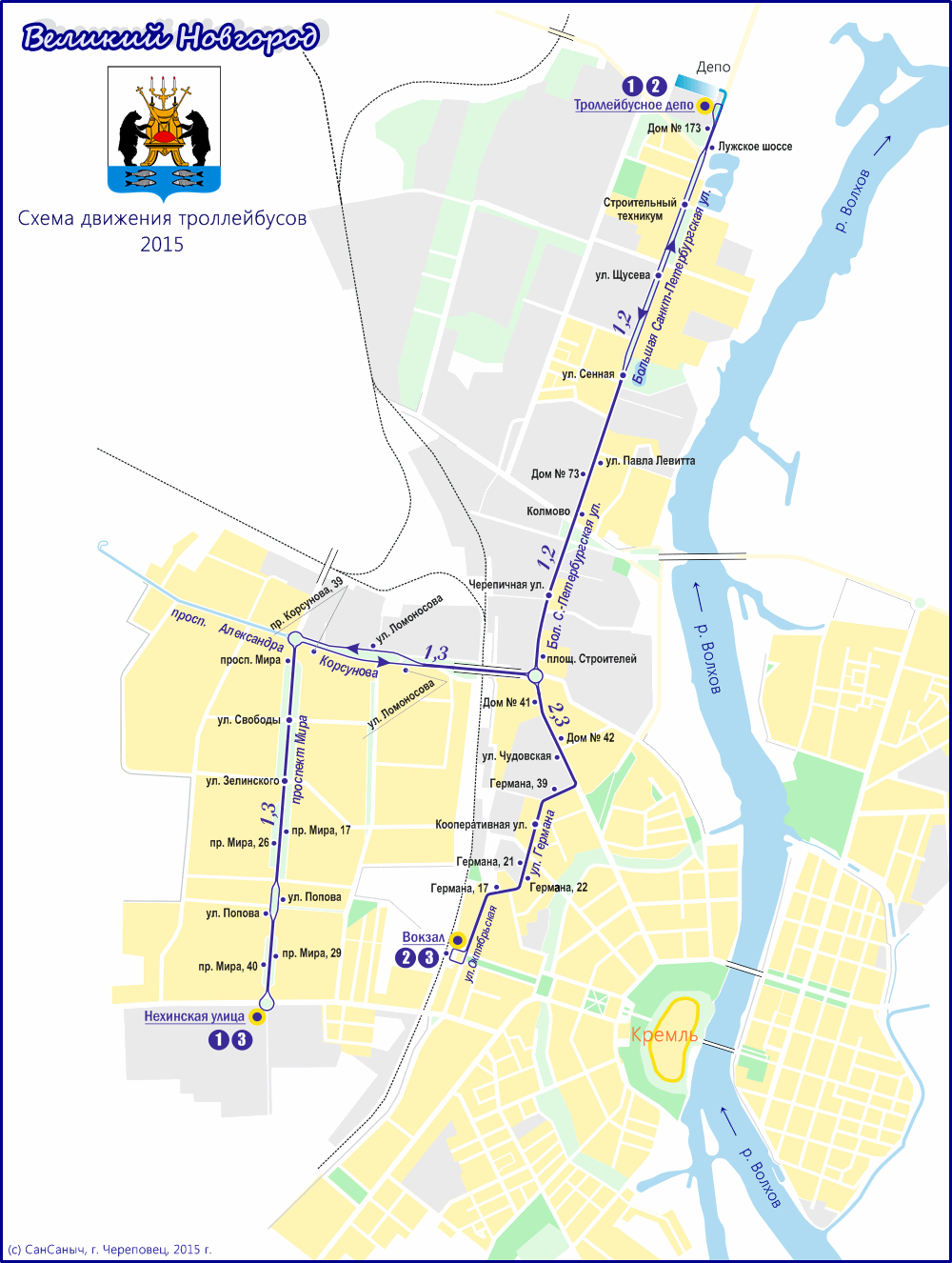 Карта транспорта великого новгорода