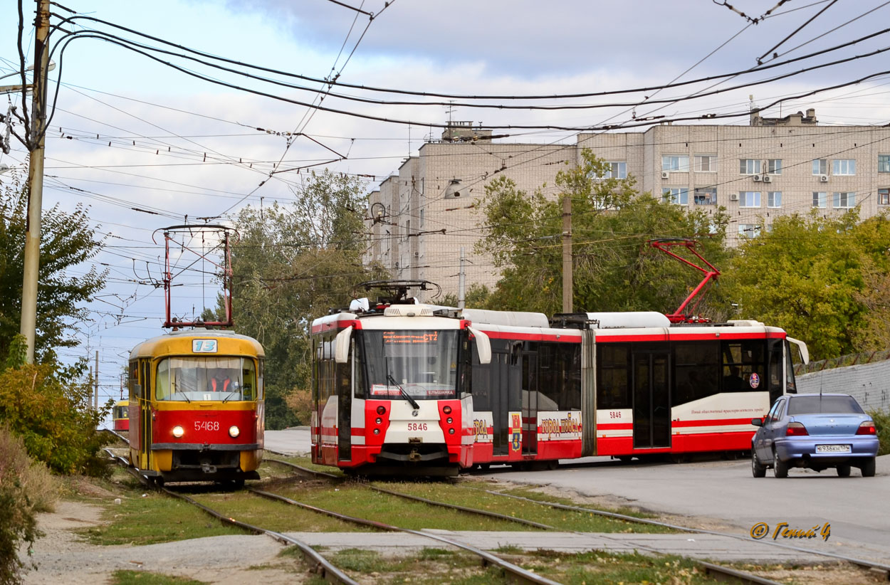 Volgograd, Tatra T3SU (2-door) č. 5468; Volgograd, 71-154 (LVS-2009) č. 5846