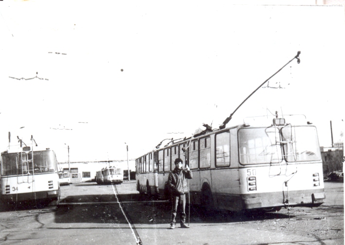 Karaganda, ZiU-682V № 34; Karaganda, ZiU-682V № 50; Karaganda — Old photos (up to 2000 year); Karaganda — Trolleybus Depot