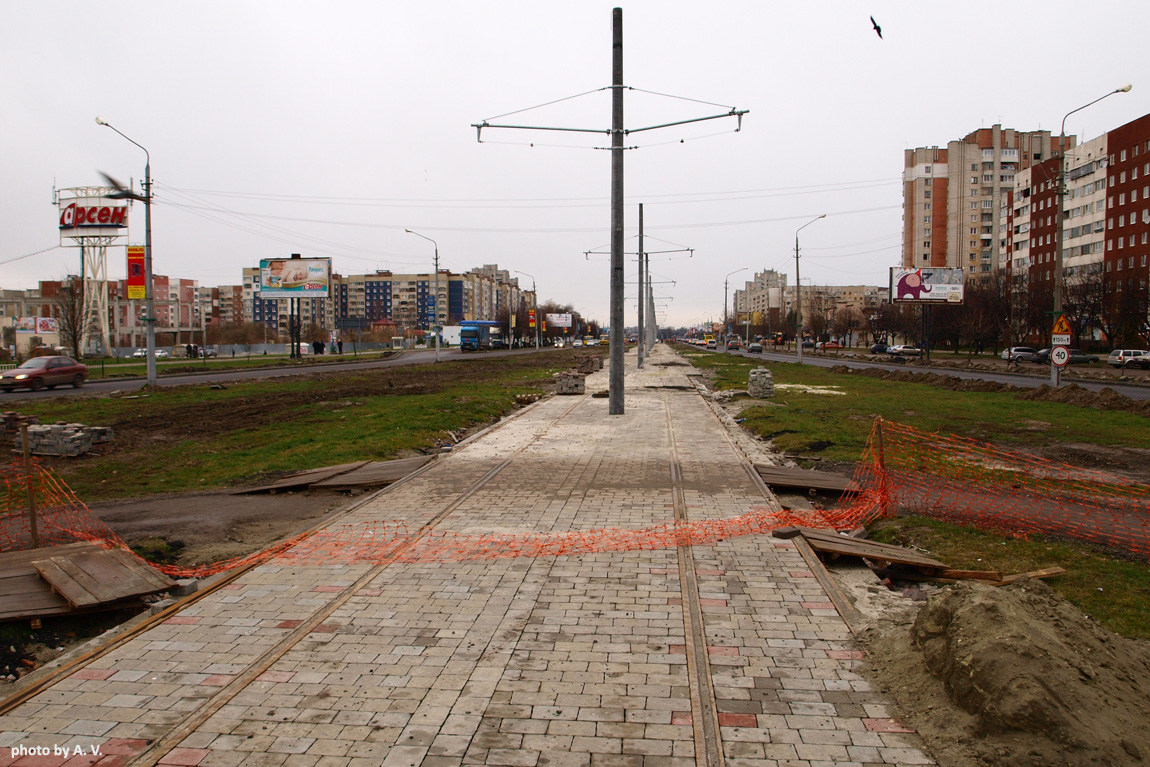 Lviv — Building of tram line to Sykhiv neigborhood