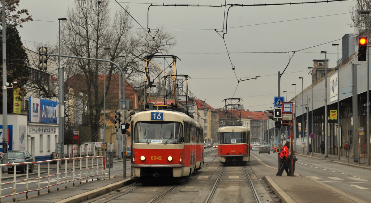 Prague, Tatra T3M № 8042; Prague, Tatra T3M № 8021