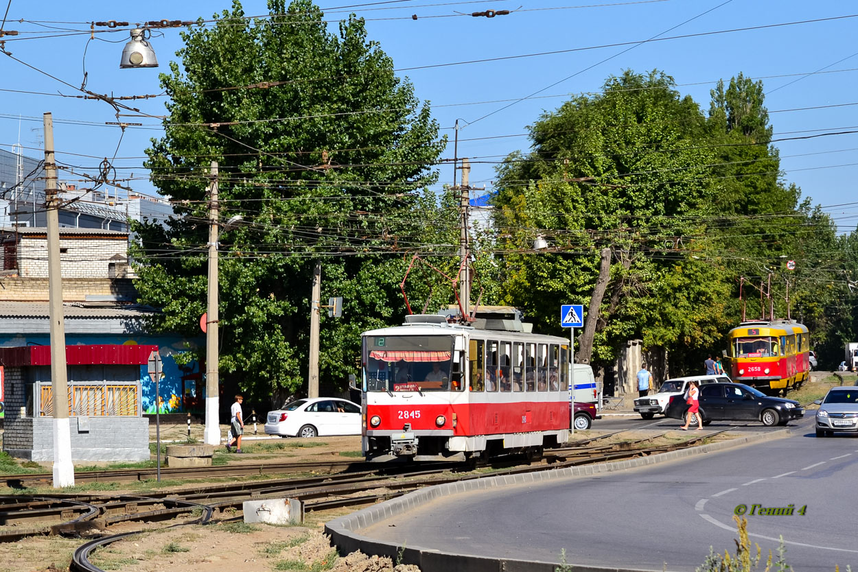 Volgograd, Tatra T6B5SU # 2845; Volgograd, Tatra T3SU (2-door) # 2658; Volgograd, Tatra T3SU (2-door) # 2659