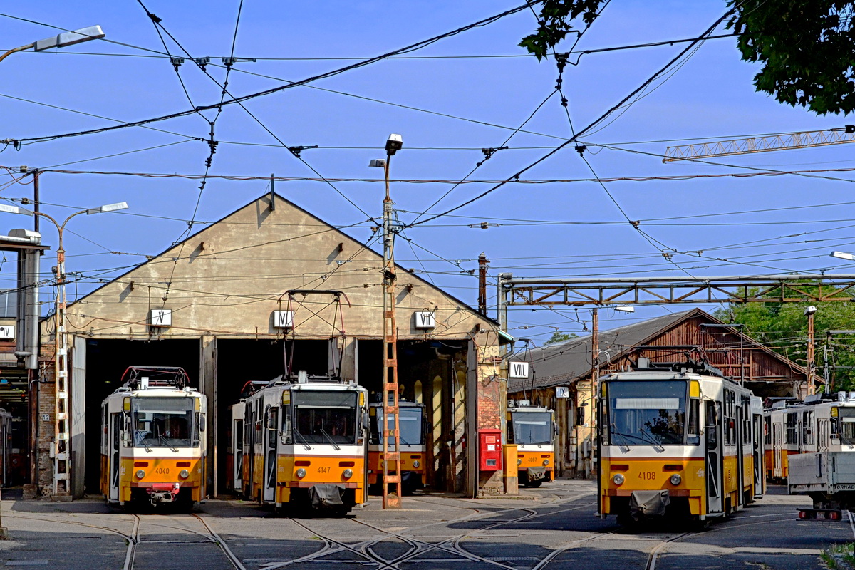 Budapest, Tatra T5C5 Nr. 4040; Budapest, Tatra T5C5 Nr. 4147; Budapest, Tatra T5C5 Nr. 4108; Budapest — Tram depots