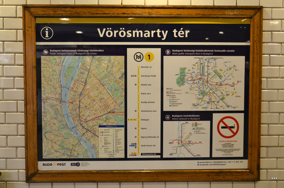 Budapešť — Maps; Budapešť — Millennium Underground Railway (M1)