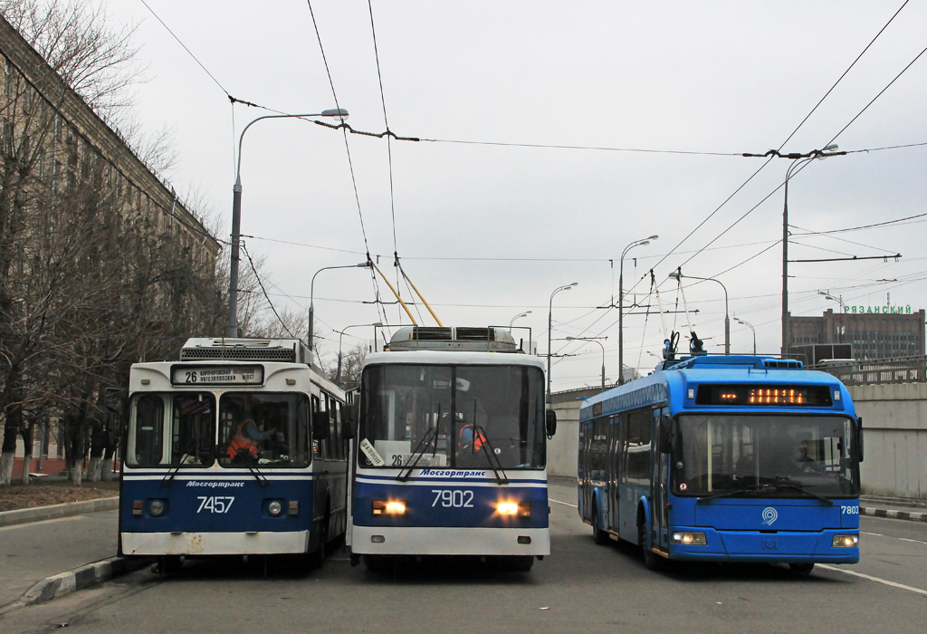 Moscow, ZiU-682GM1 (with double first door) # 7457; Moscow, BTZ-52761R # 7902; Moscow, BKM 321 # 7803