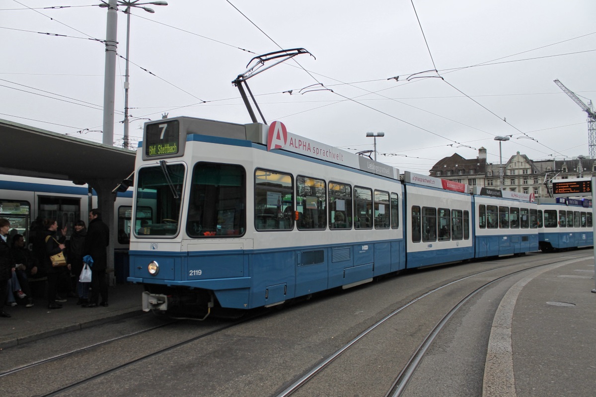 Zürich, SWP/SIG/ABB Be 4/8 "Tram 2000 Sänfte" č. 2119
