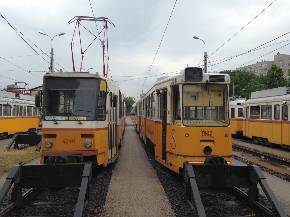 Budapeštas, Tatra T5C5 nr. 4276; Budapeštas, Ganz CSMG2 nr. 1322; Budapeštas — Tram depots