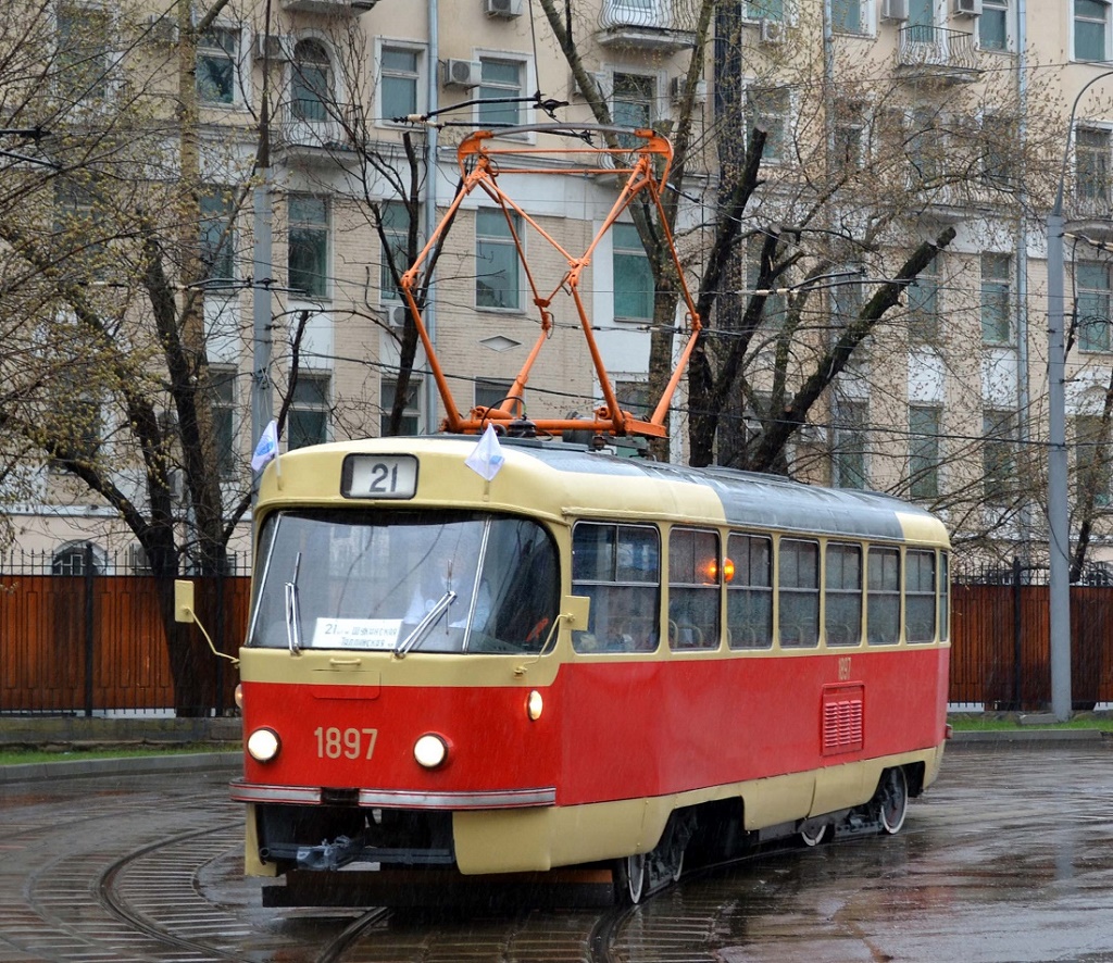 Москва, Tatra T3SU (двухдверная) № 1897; Москва — Парад к 117-летию трамвая 16 апреля 2016