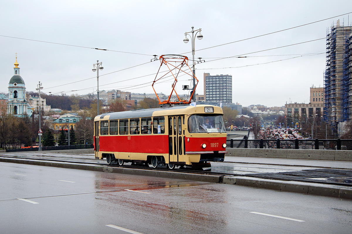 Москва, Tatra T3SU (двухдверная) № 1897; Москва — Парад к 117-летию трамвая 16 апреля 2016