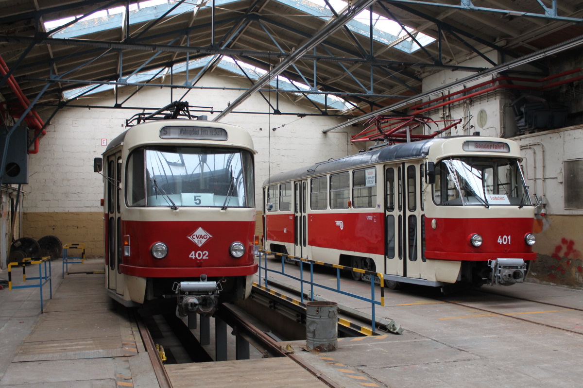 Chemnitz, Tatra T3D nr. 402; Chemnitz, Tatra T3D nr. 401