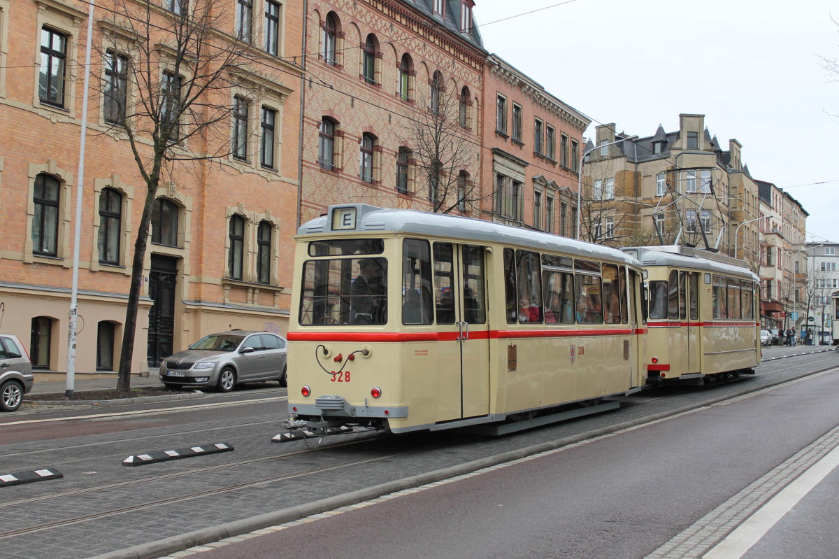 Halle, Gotha EB54 Nr. 328; Halle — Anniversary: 125 years of electric tramways in Halle (17.04.2016) • Jubiläum: 125 Jahre elektrische Straßenbahn in Halle (17.04.2016)