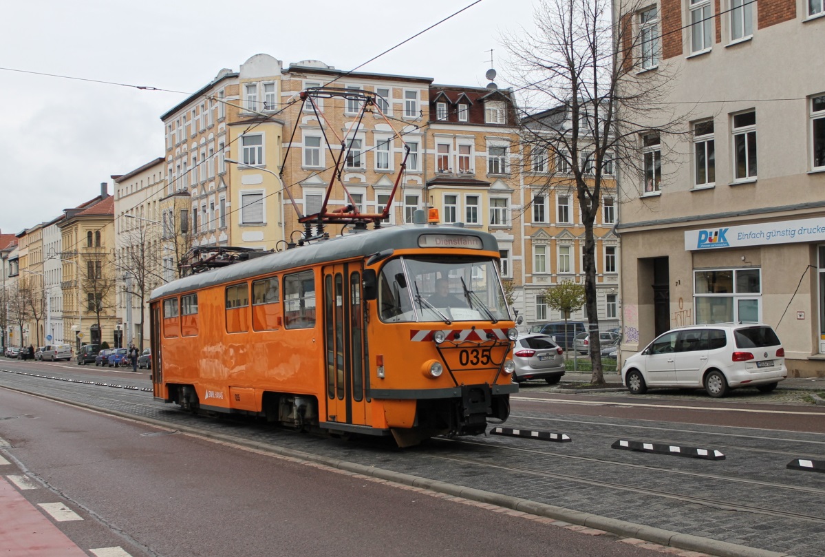 Halle, Tatra T4D # 035; Halle — Anniversary: 125 years of electric tramways in Halle (17.04.2016) • Jubiläum: 125 Jahre elektrische Straßenbahn in Halle (17.04.2016)