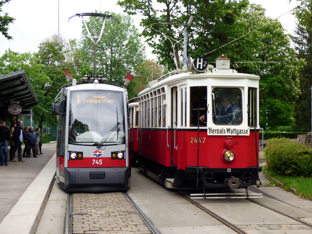 Вена, Siemens ULF-B1 № 745; Вена, Simmering Type K № 2447; Вена — 245. поездка VEF — 06.05.2016.