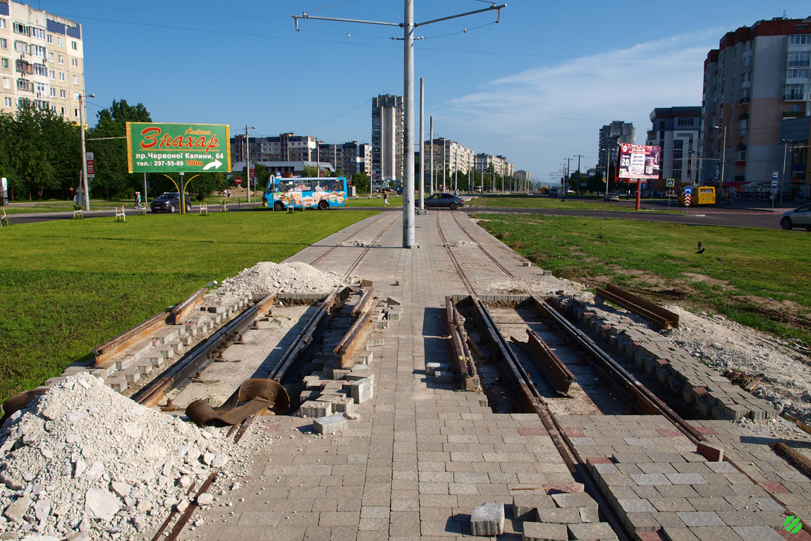 Lviv — Building of tram line to Sykhiv neigborhood