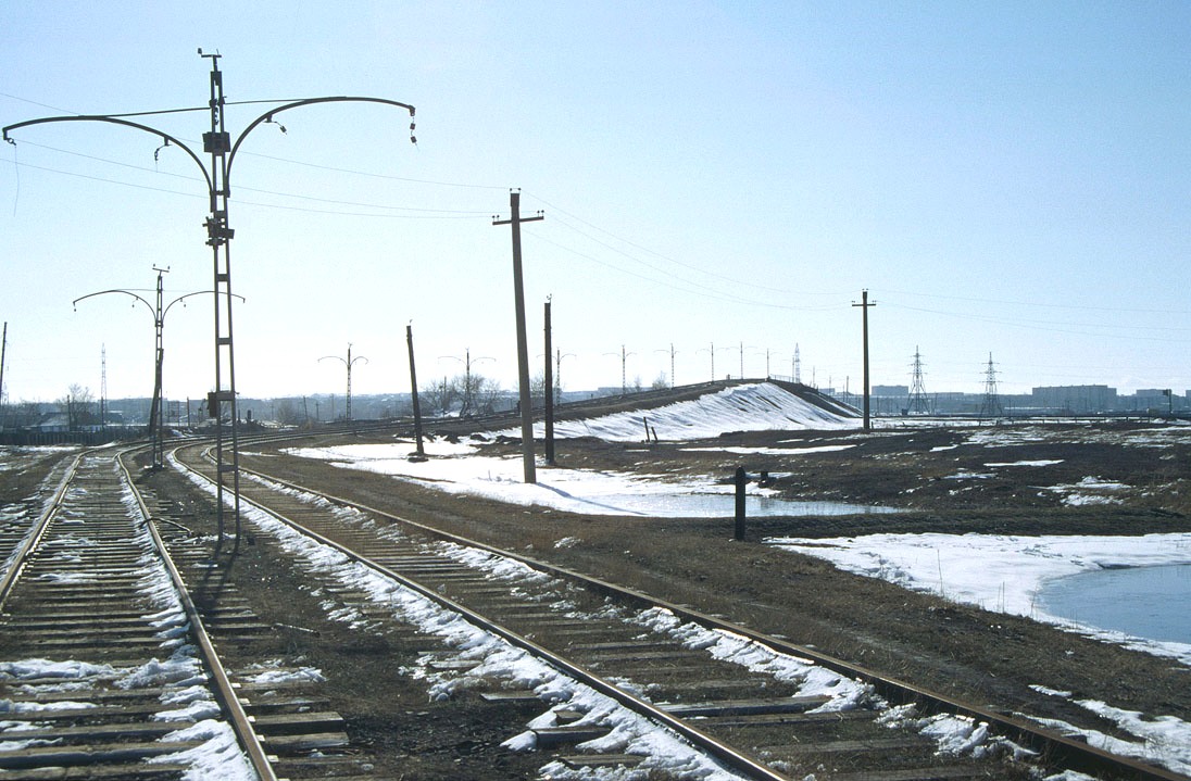 Karaganda — Old photos (up to 2000 year); Karaganda — Tram lines; Karaganda — Visit of transport enthusiasts 21.04.1998