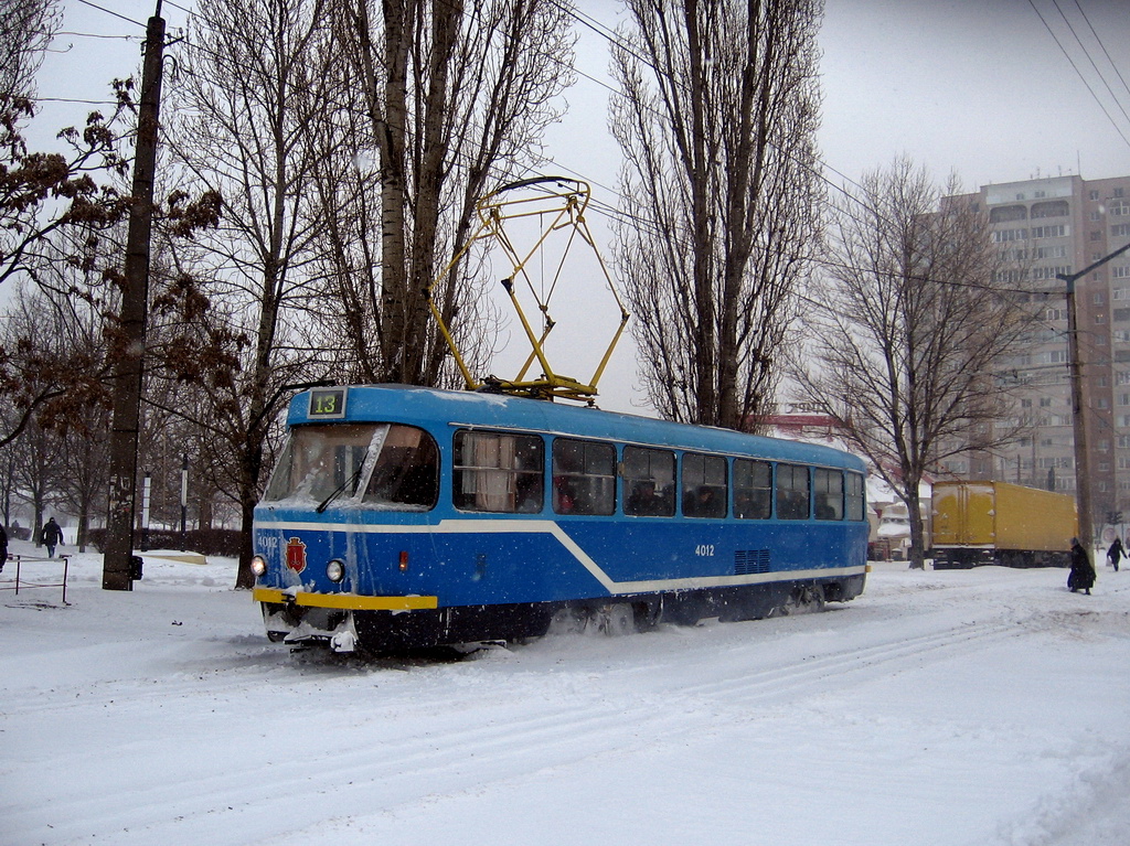 Odesa, Tatra T3R.P # 4012; Odesa — 23.02.2007 — Snowfall and Its Aftermath