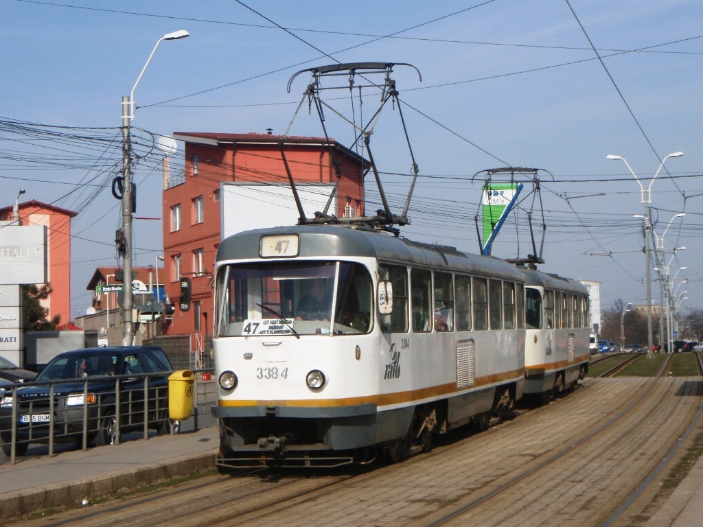 Bucarest, Tatra T4R N°. 3384; Bucarest, Tatra T4R N°. 3377