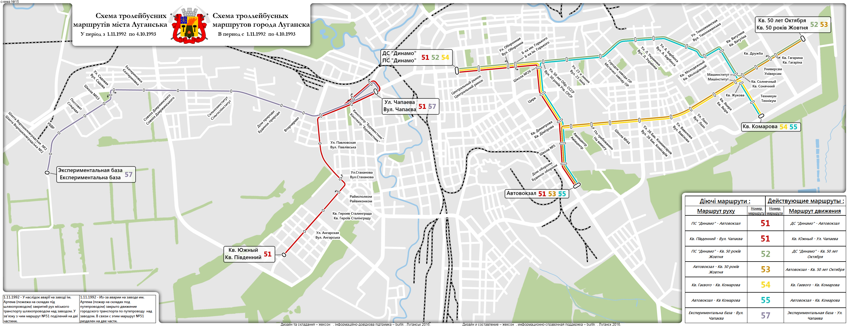 Луганск — Исторические схемы троллейбусных маршрутов