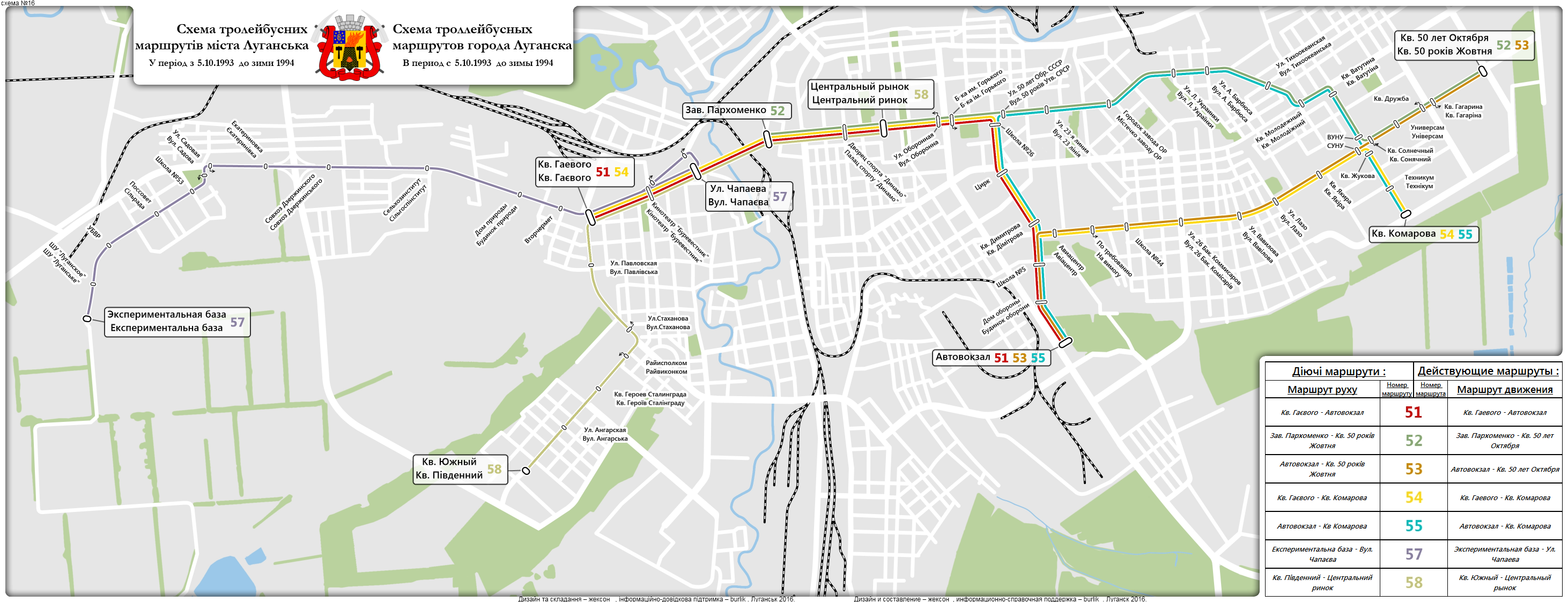 Luhansk — Historic Mas of Trolleybus Routes