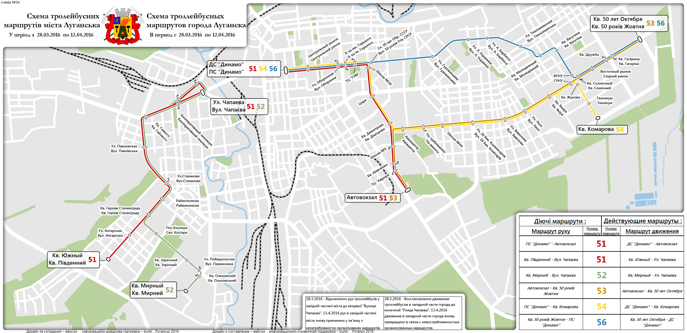 Луганськ — Исторические схемы троллейбусных маршрутов