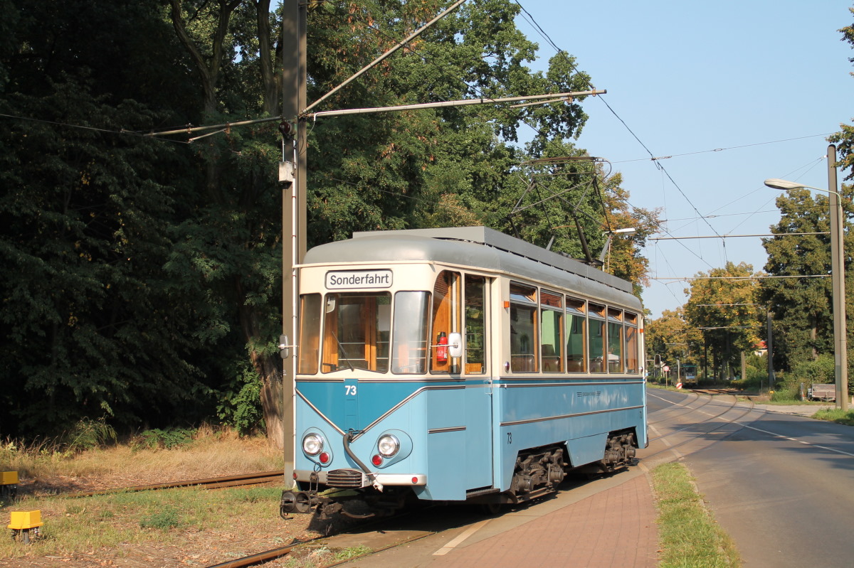 Schöneiche - Rüdersdorf, Schöneiche 4-axle motor car № 73; Schöneiche - Rüdersdorf — Anniversary: 50 years of historic tramcar No. 73 (10.09.2016) • Jubiläum: 50 Jahre historischer Triebwagen Nr. 73 (10.09.2016)