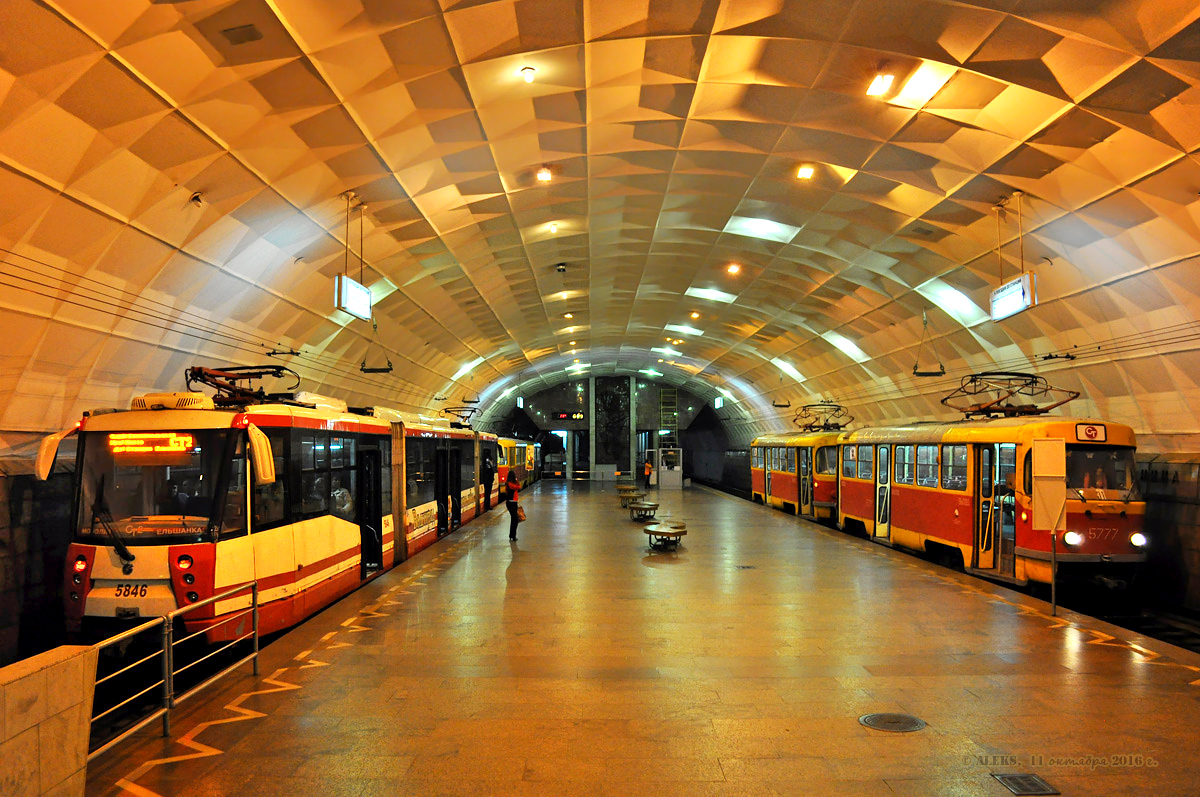 伏爾加格勒, 71-154 (LVS-2009) # 5846; 伏爾加格勒, Tatra T3SU # 5777; 伏爾加格勒, Tatra T3SU # 5778; 伏爾加格勒 — Tram lines: [5] Fifth depot — Tram rapid transit
