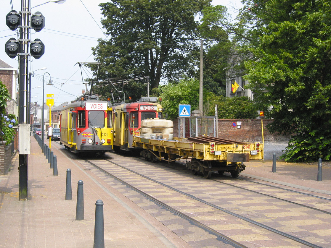 Charleroi, SNCV SJ # 7874; Charleroi, 4-axle trailer cargo car # A.8141