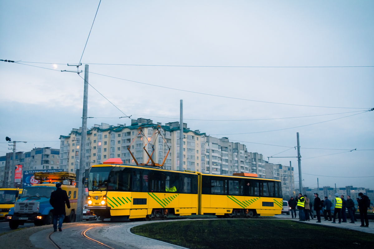Lvov, Tatra KT4SU č. 1053; Lvov — Building of tram line to Sykhiv neigborhood