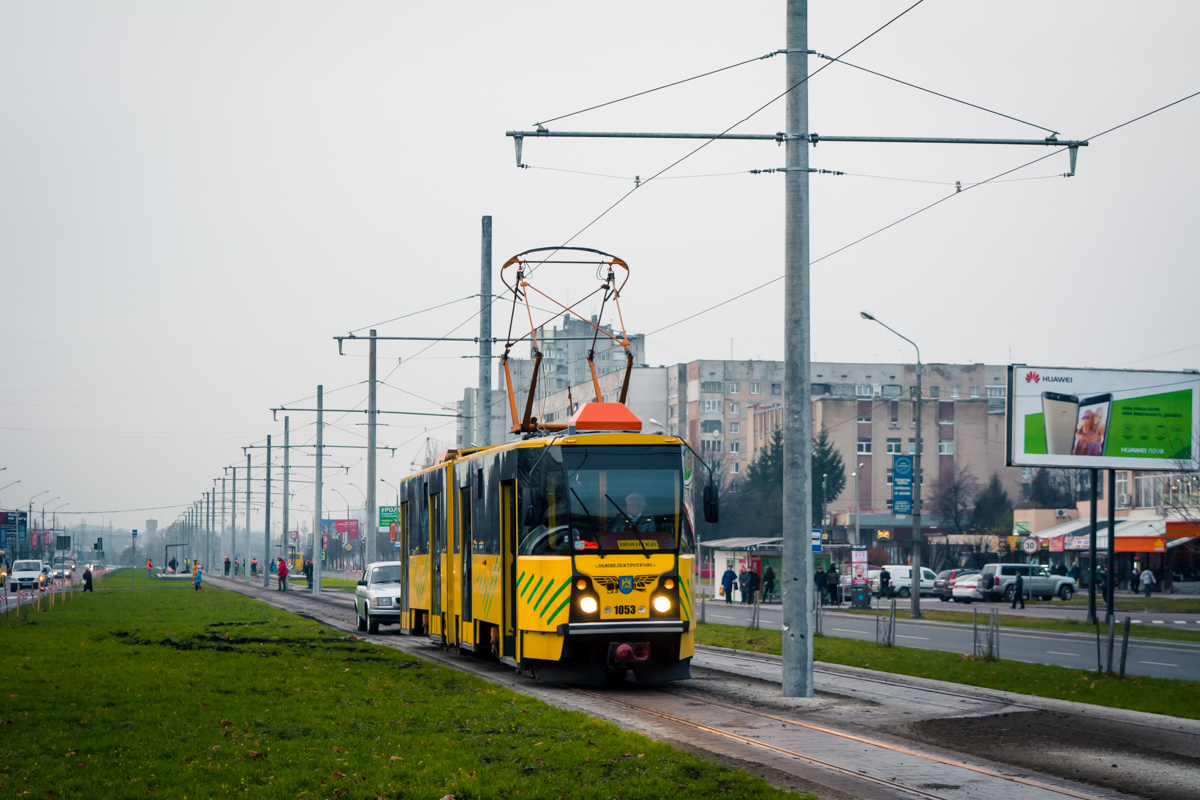 Lvov, Tatra KT4SU — 1053; Lvov — Building of tram line to Sykhiv neigborhood