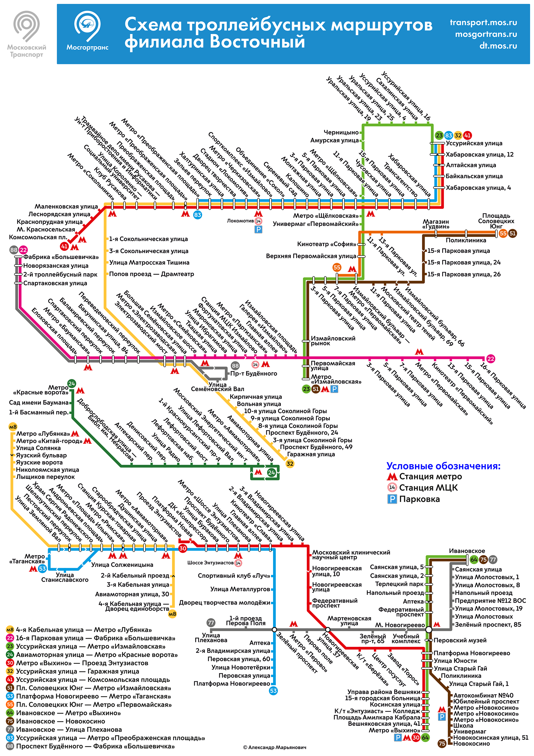 Москва — Салонные и диспетчерские схемы — троллейбус