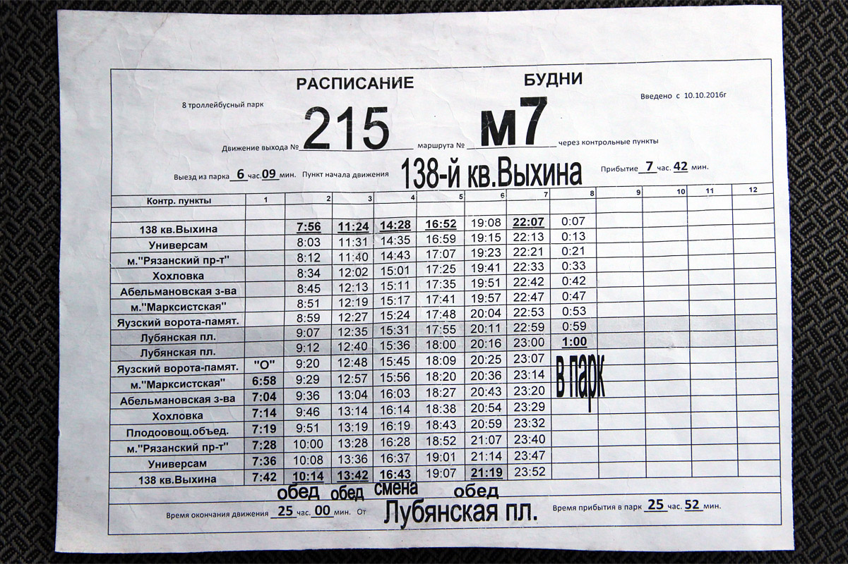Moscow — Timetables and grafics of motion