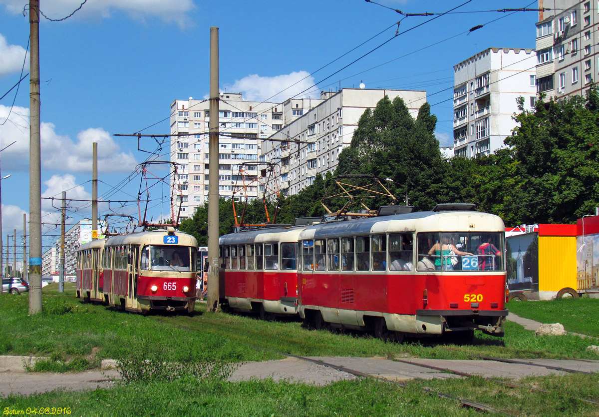 Kharkiv, Tatra T3SU N°. 665; Kharkiv, Tatra T3SUCS N°. 520