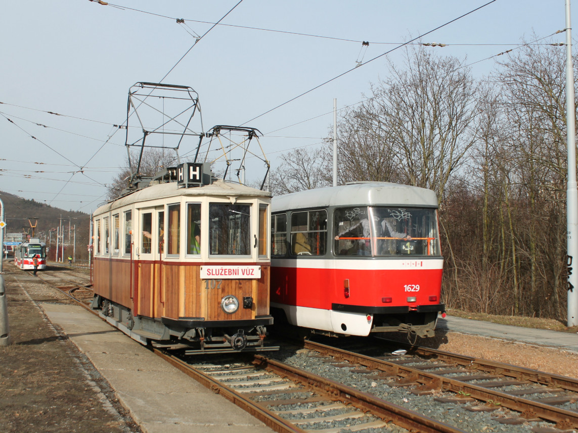 Брно, KPS mv6.3 № 107; Брно, Tatra T3P № 1629