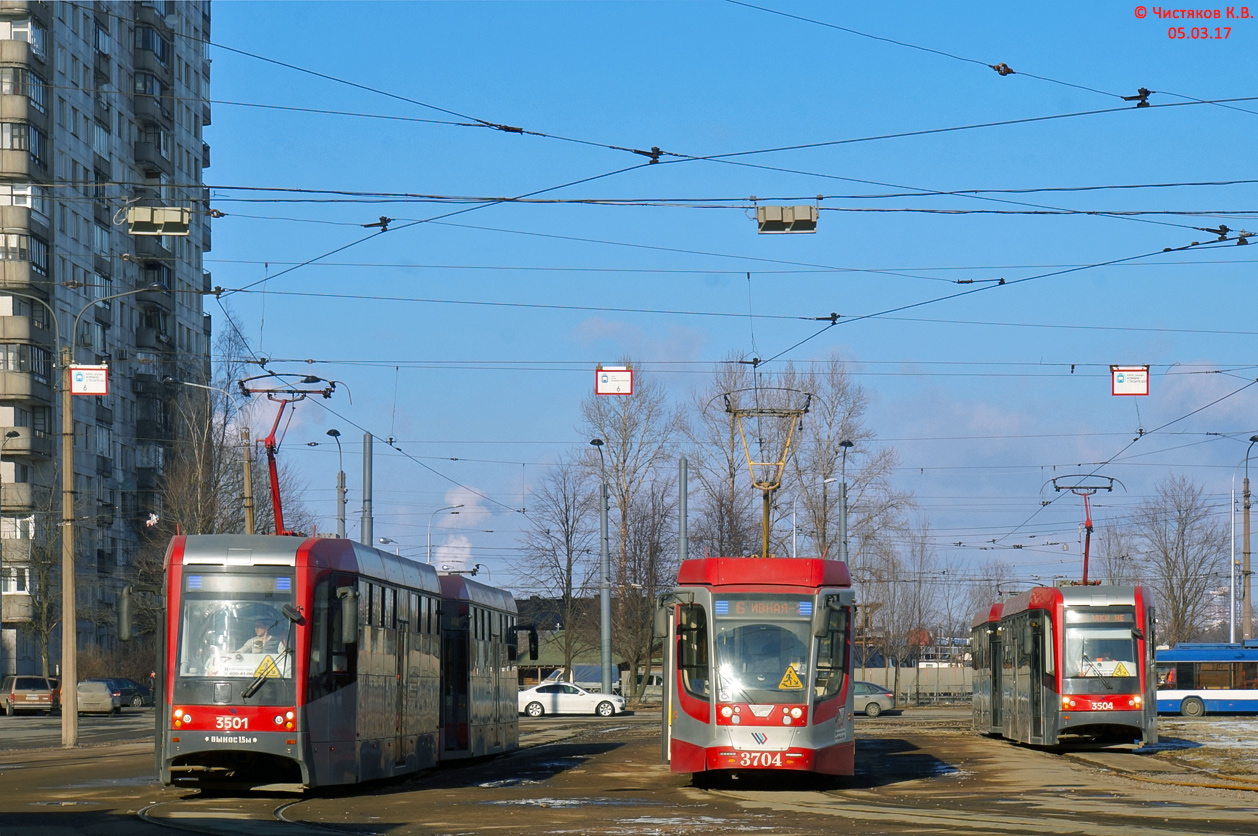 Szentpétervár, LM-68M3 — 3501; Szentpétervár, 71-623-03.01 — 3704; Szentpétervár, LM-68M3 — 3504; Szentpétervár — Terminal stations