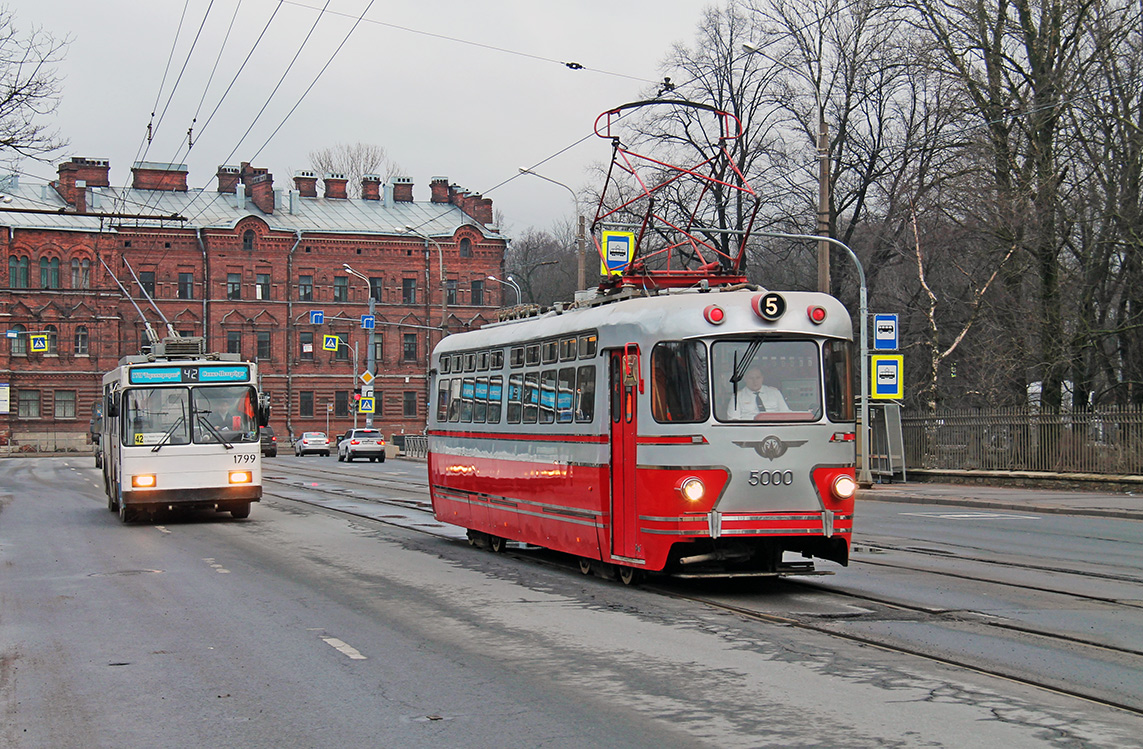 Saint-Pétersbourg, VMZ-5298-23-01 N°. 1799; Saint-Pétersbourg, TS-76 N°. 5000; Saint-Pétersbourg — Charter ride with ТС-76 No. 5000 — 11.03.2017