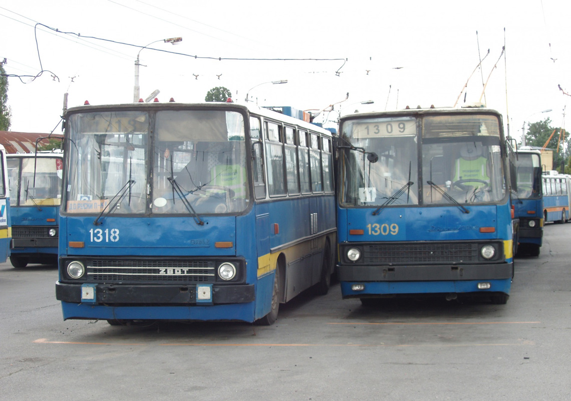 Sofia, Ikarus 280.92 N°. 1309; Sofia, Ikarus 280.92 N°. 1318; Sofia — Historical —  Тrolleybus photos (1990–2010)