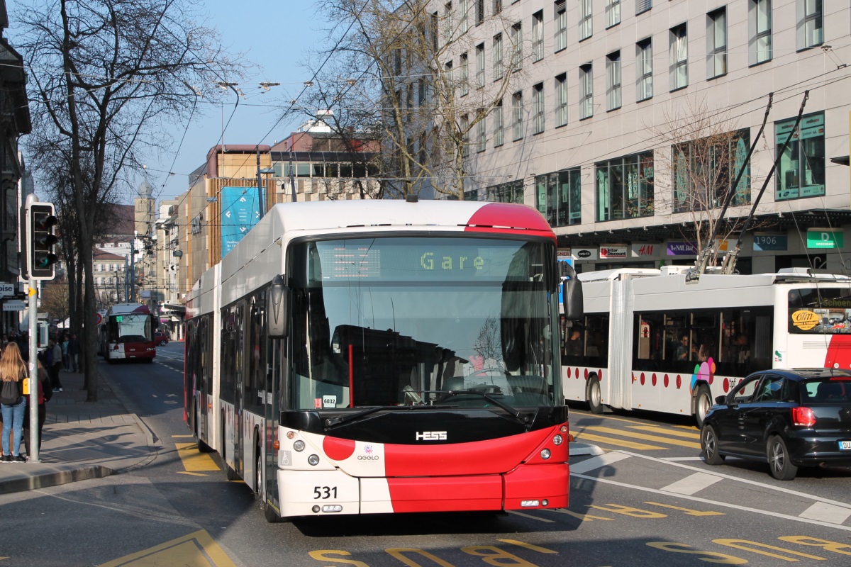 Fribourg, Hess SwissTrolley 3 (BGT-N2C) č. 531