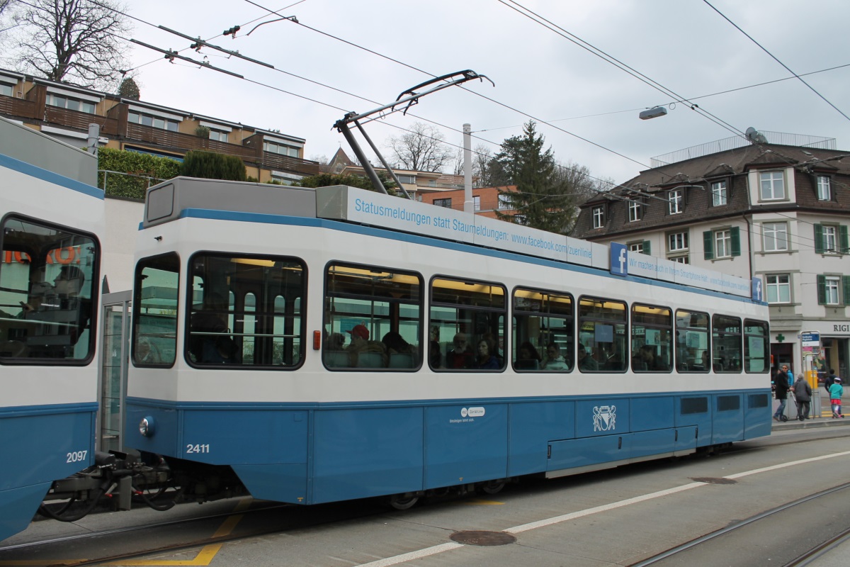 Zurich, SWP/SIG/BBC Be 2/4 "Tram 2000 Pony" № 2411