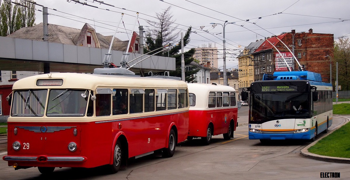 Острава, Škoda 8Tr6 № 29; Острава, Karosa B40 № 141; Острава, Škoda 26Tr Solaris III № 3719