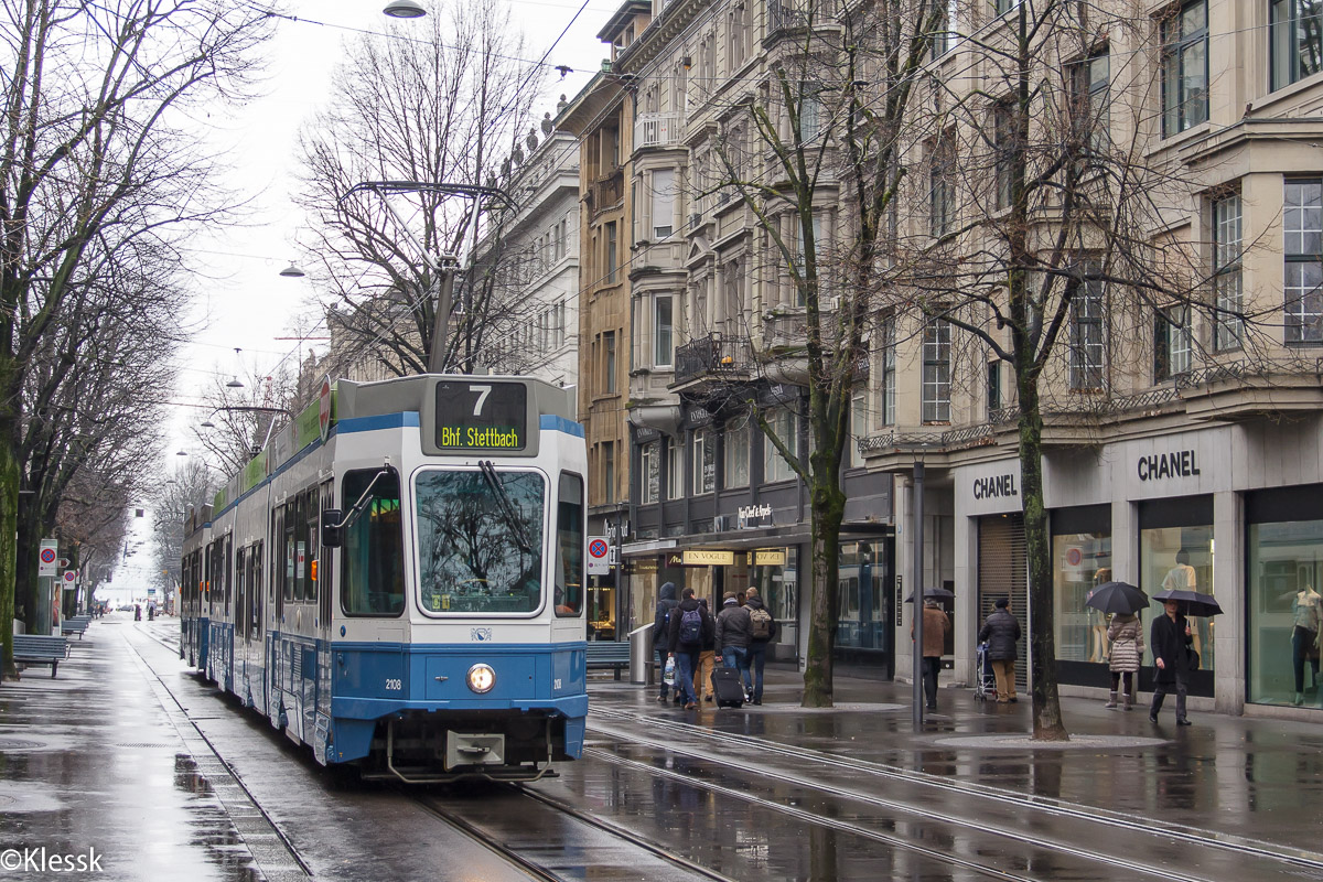 Цюрих, SWP/SIG/ABB Be 4/8 "Tram 2000 Sänfte" № 2108