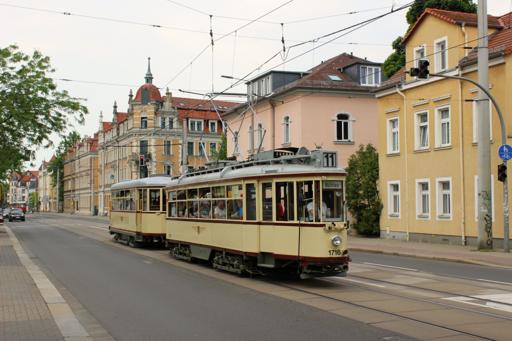 Дрезден, Busch Großer Hecht № 1716 (201 303); Дрезден — 25 лет Трамвайного музея — 50 лет Татры (03.06.2017)