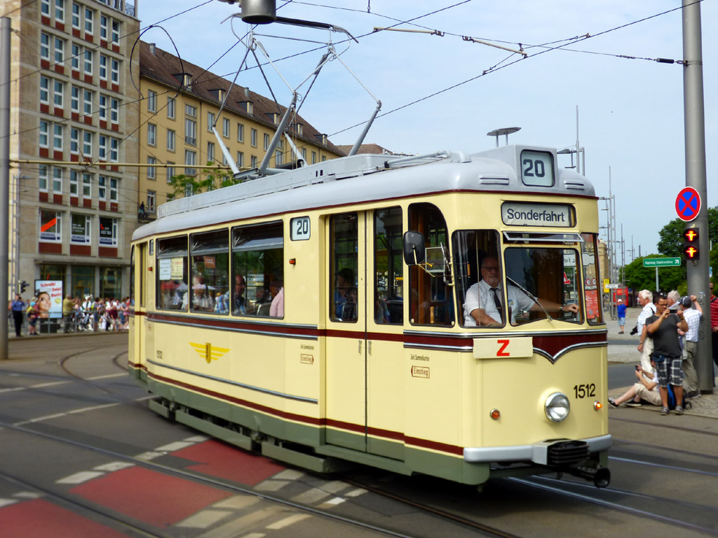 Drážďany, Gotha T59E č. 1512 (201 311); Drážďany — 25 years of tram museum — 50 years of Tatra (03.06.2017)