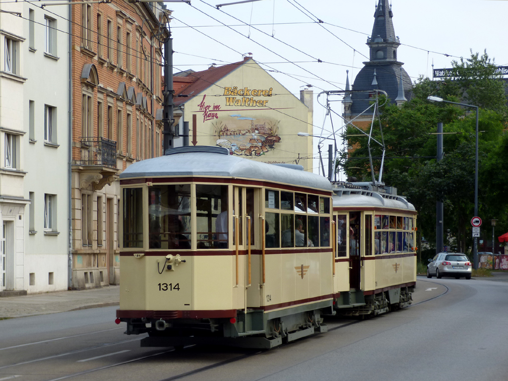 Дрезден, Двухосный прицепной Christoph & Unmack № 1314 (251 303); Дрезден — 25 лет Трамвайного музея — 50 лет Татры (03.06.2017)