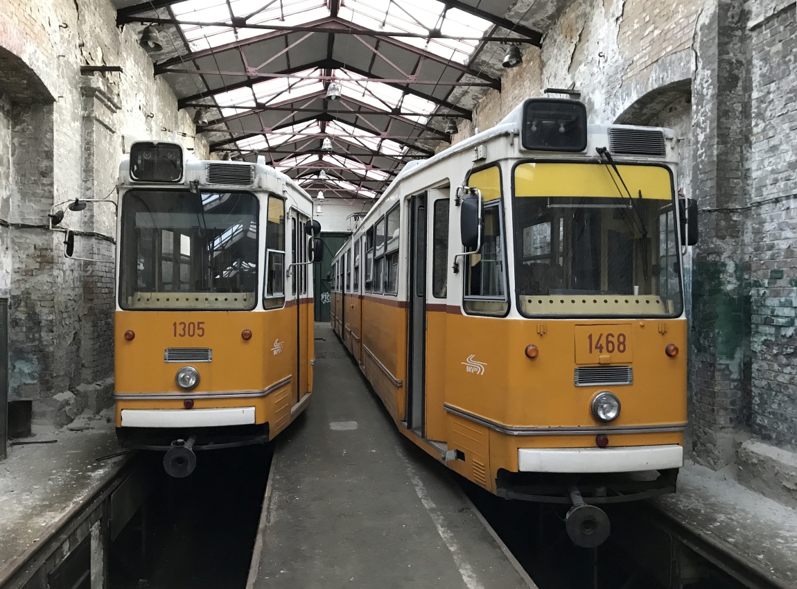 Budapest, Ganz CSMG2 # 1305; Budapest, Ganz CSMG2 # 1468; Budapest — Tram depots
