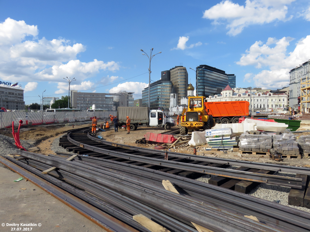 Москва — Строительство трамвайной линии на площади Тверская Застава