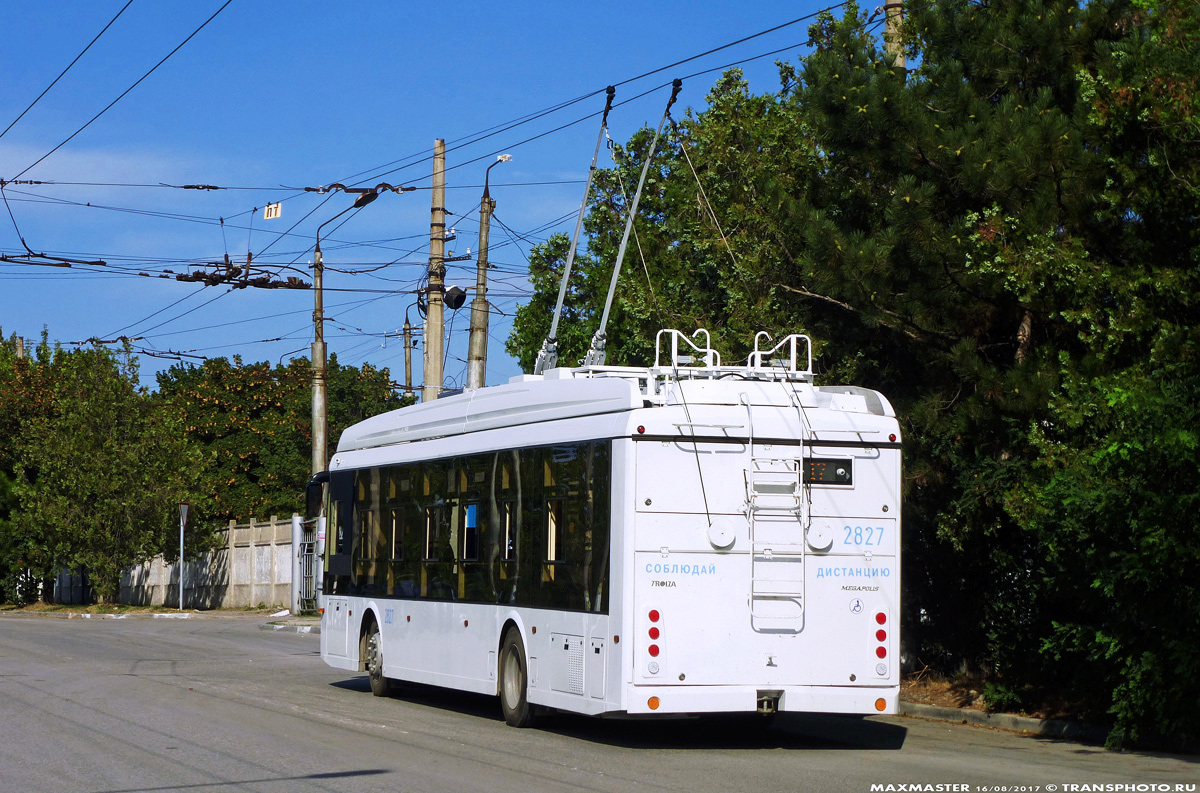 Crimean trolleybus, Trolza-5265.03 “Megapolis” # 2827; Crimean trolleybus — The movement of trolleybuses without CS (autonomous running).