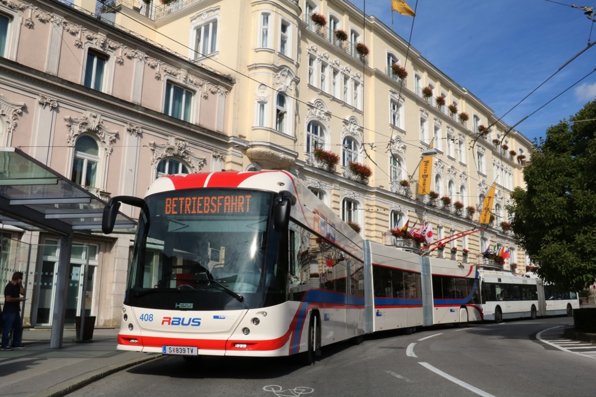 Зальцбург, Hess lighTram (BGGT-N2D) № 408; Зальцбург — Испытания трёхсекционных троллейбусов