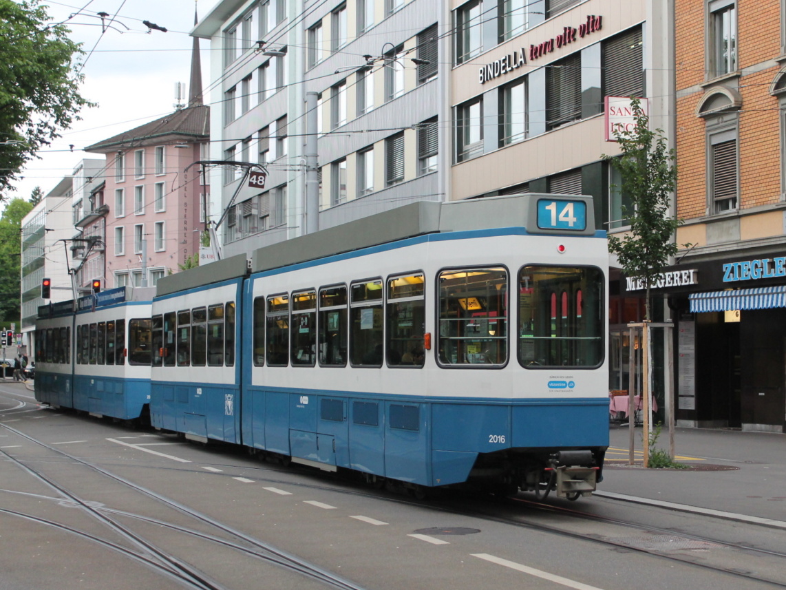 Zürich, SWS/SWP/BBC Be 4/6 "Tram 2000" nr. 2016