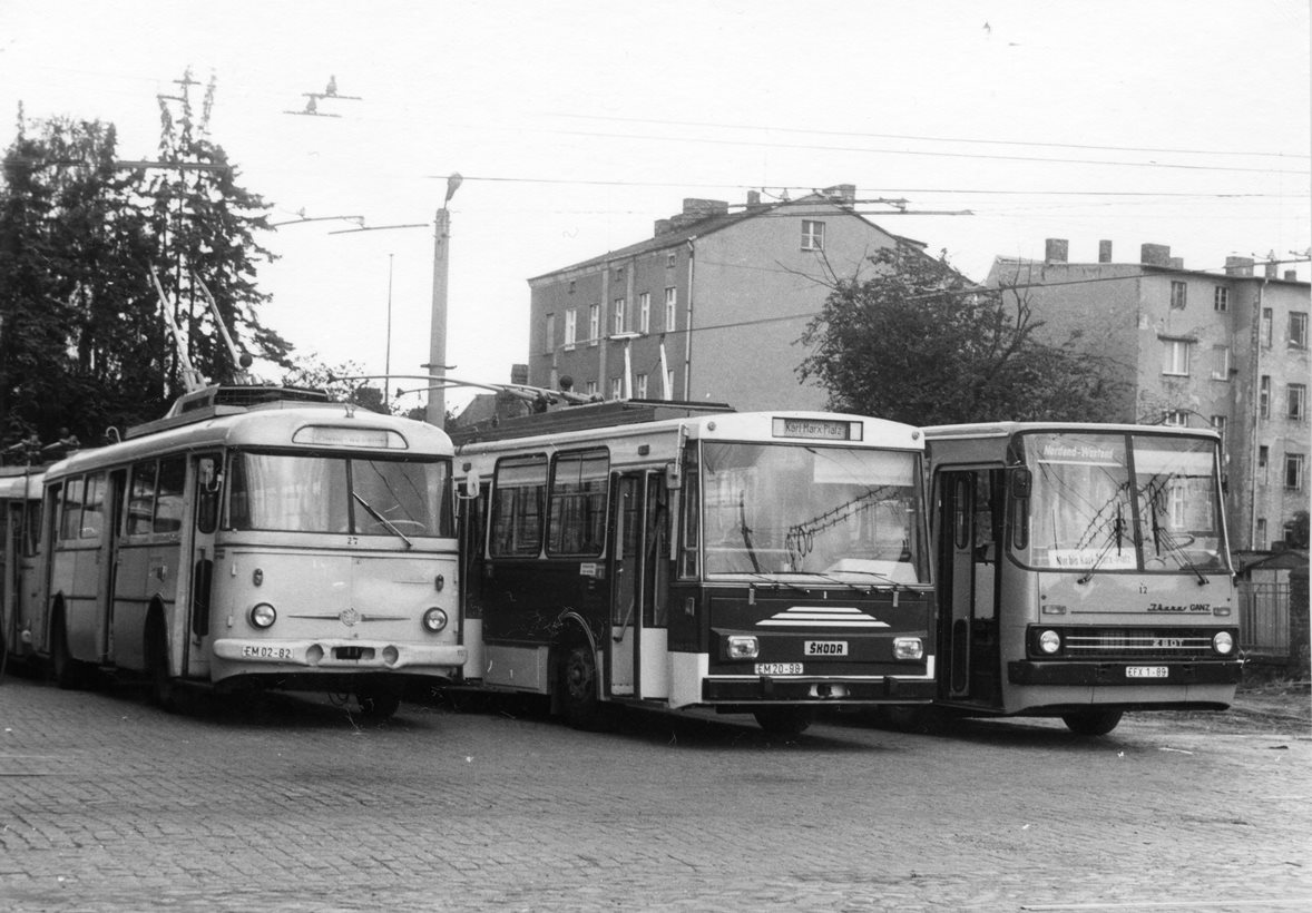 Эберсвальде, Škoda 9Tr15 № 27; Эберсвальде, Škoda 14Tr03 № 1; Эберсвальде, Ikarus 280.93 № 12; Эберсвальде — Старые фотографии